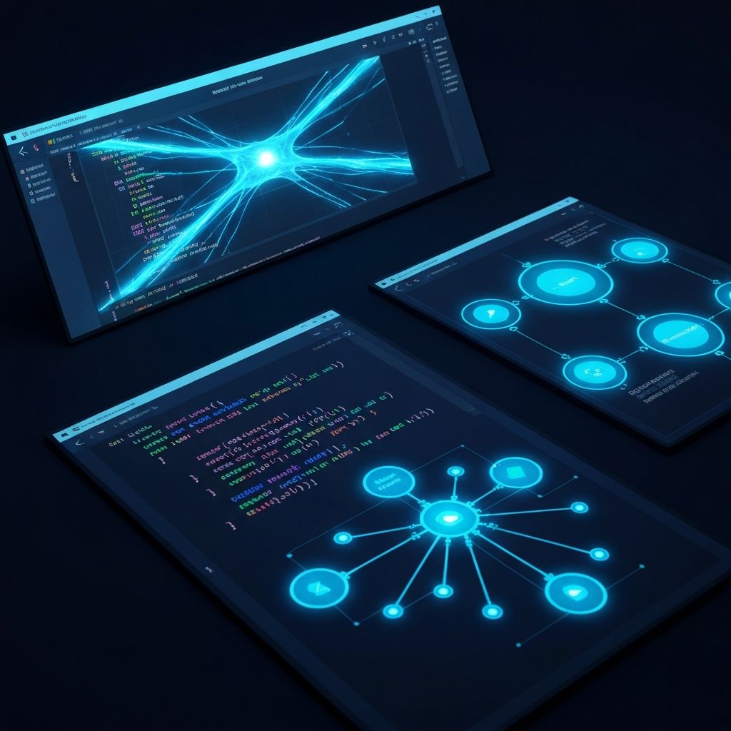 AI agent and web application development illustration