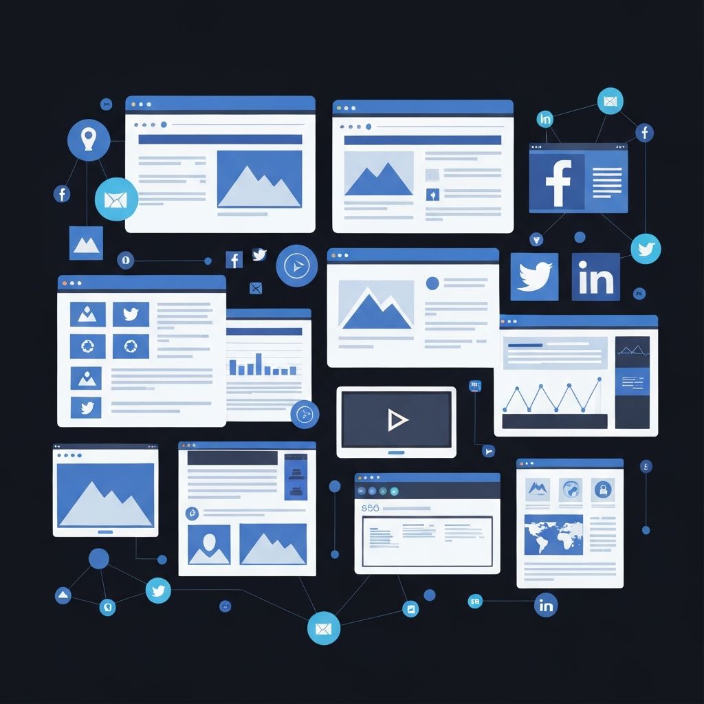 Web media and social media management illustration